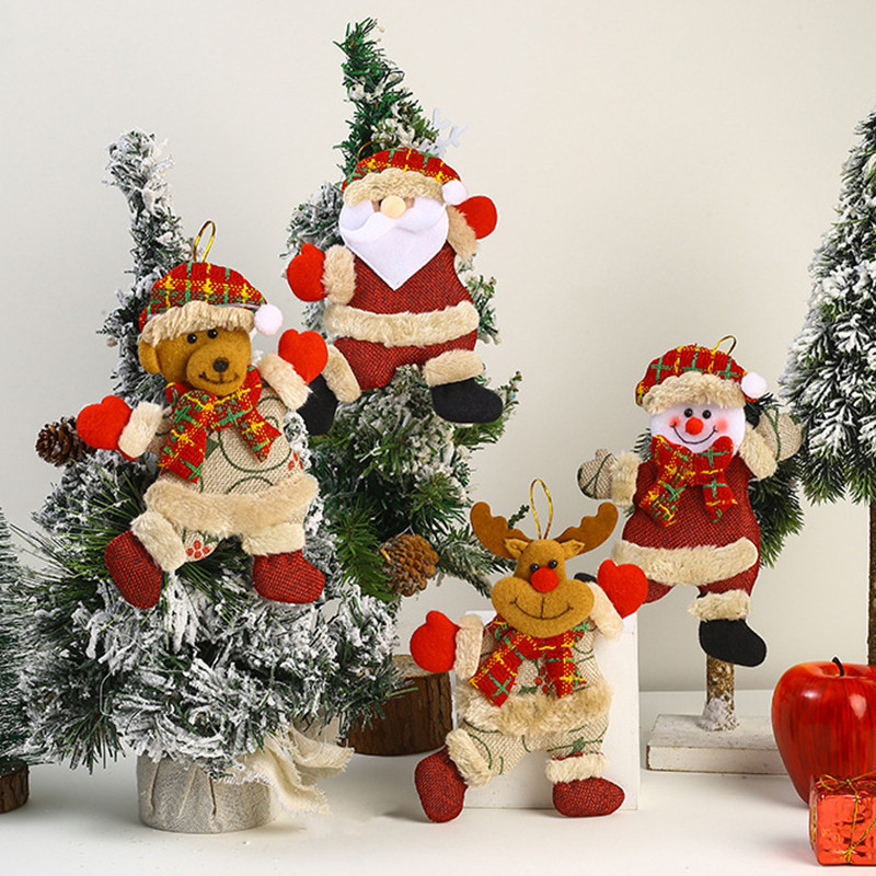 น่ารัก Elk ตุ๊กตาต้นคริสต์มาสตกแต่งการ์ตูน Santa Claus พวงกุญแจ Xmas ของขวัญอุปกรณ์