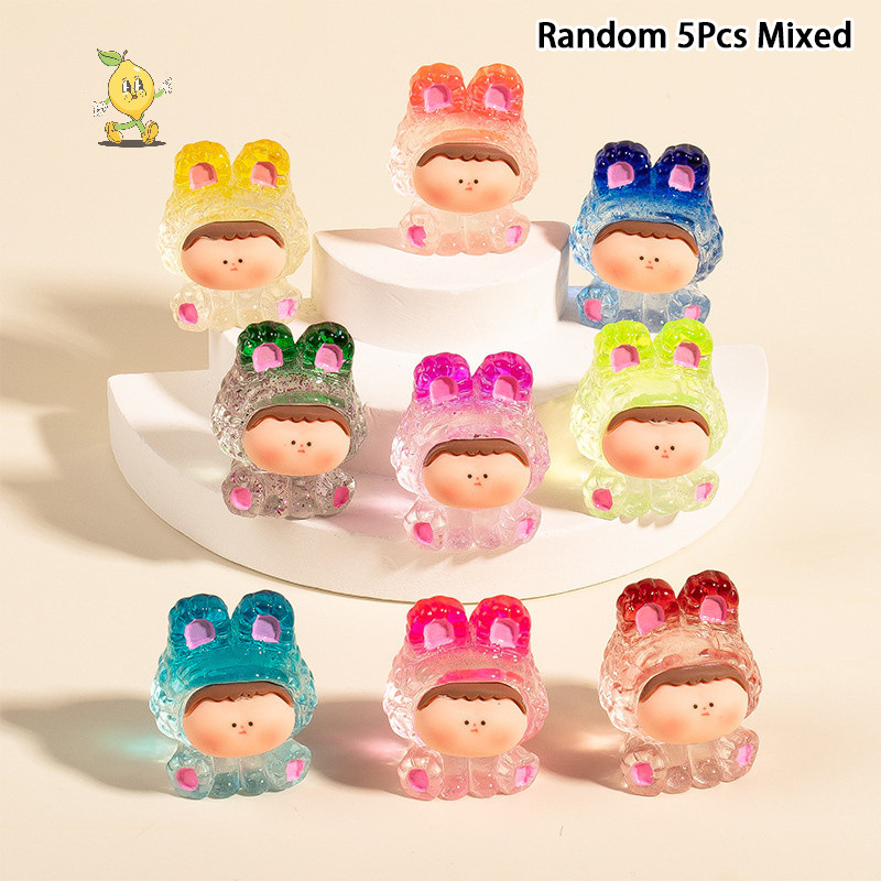[mozh] 5 ชิ้นน่ารักโปร่งใสไล่โทนสี Lilith DIY รถเครื่องประดับขนาดเล็กตุ๊กตาจี้ตกแต่งโต๊ะอุปกรณ์เสริม [TH]