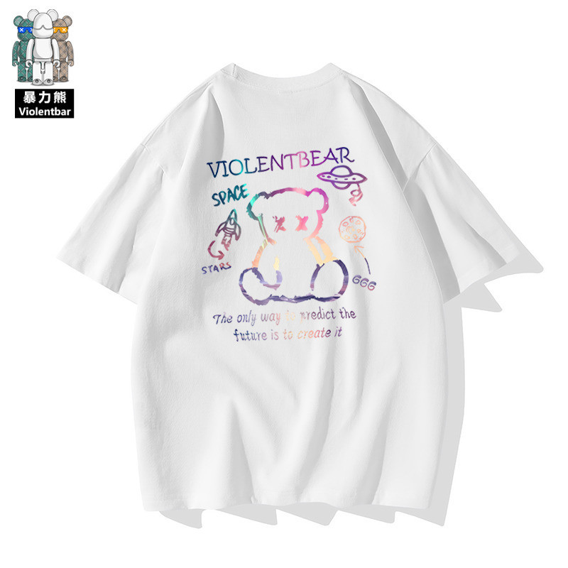 [พร้อมส่ง]【Violent Bear】Official upgrade 250 grams heavy Xin เกาหลี S-5XL การ์ตูน ชีฟอง ชุดปกติ