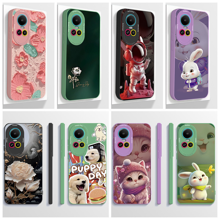 สําหรับoppo Reno 10 5G/Reno 10 Pro 5Gเคสโทรศัพท์สุนทรียศาสตร์การ์ตูนนักบินอวกาศFull Matte TPUซิลิโคนฝาครอบกันกระแทกปลอก