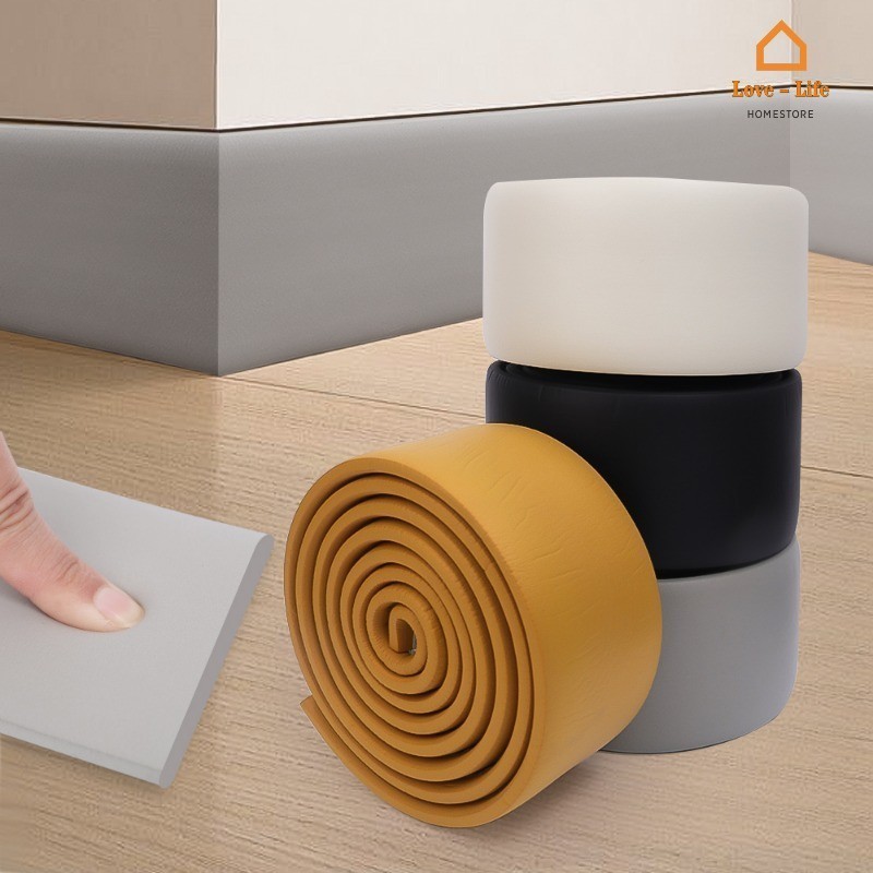 Diy Cuttable NBR ยางขอบขอบ - Self กาวกันน้ํา Baseboard สติ๊กเกอร์ติดผนัง - Home Room Wall เอว Line ตกแต่ง