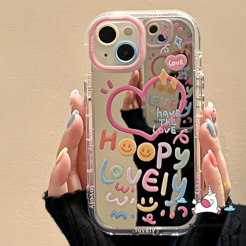 น่ารัก Love Heart สี Doodle สําหรับ Infinix สมาร์ท 8HD 8Plus 8Pro Pop8 ร้อน 40i 30i 9 Play 40 Pro Tecno Spark GO 2024 20C Camon 20 Pro หมายเหตุ 40 หรูหรา Make Up การ์ตูนยิ้มกรณี