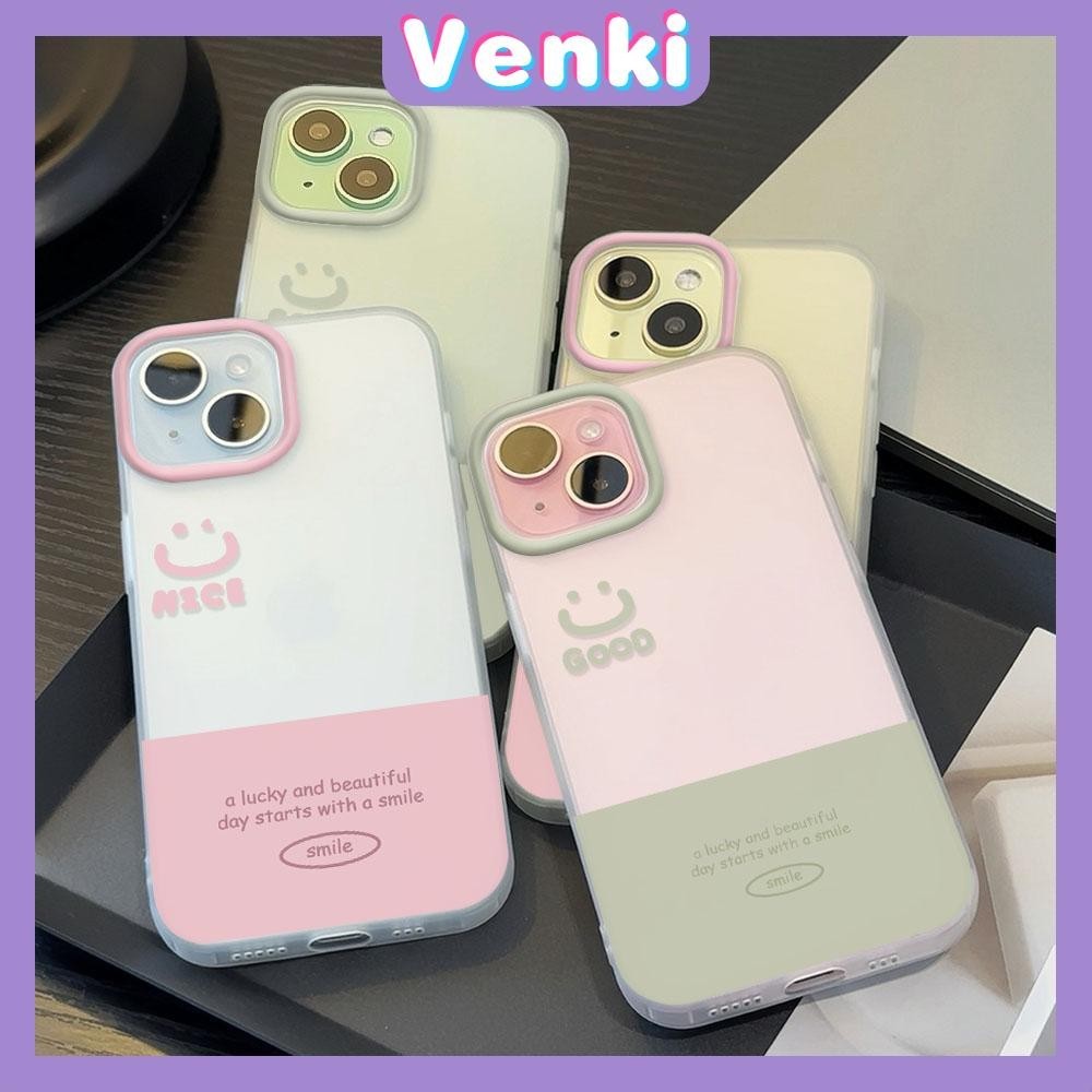 Venki - เคสใส iPhone15 11 Pro Max iPhone เคส TPU นิ่มป้องกันรอยนิ้วมือแบบด้าน อิโมติคอนยิ้มน่ารักและสวยงาม Compatible With iPhone14 13 12 Pro max XS XR 7 8 Plus
