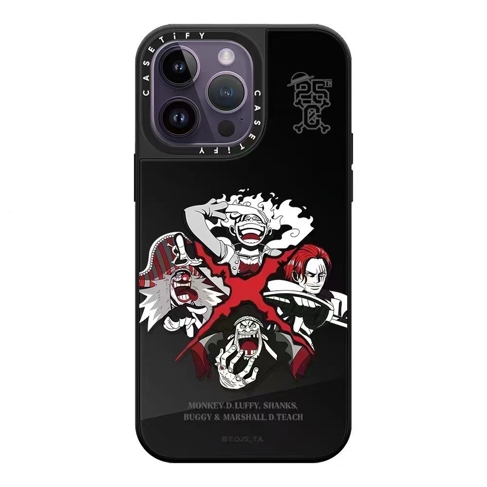 Tify One Piece 25th Anniversary กระจกเคสโทรศัพท์สําหรับ iPhone 15 14 13 12 11 Pro Max Plus กรณีกันกระแทก Casetify ปกแข็ง