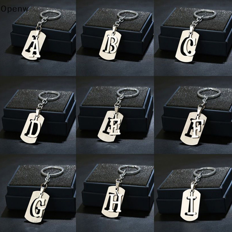 Openw สแตนเลส AZ ตัวอักษรพวงกุญแจ Charm 26 ตัวอักษร Keychain ผู้ชายผู้หญิงพวงกุญแจ GOOD