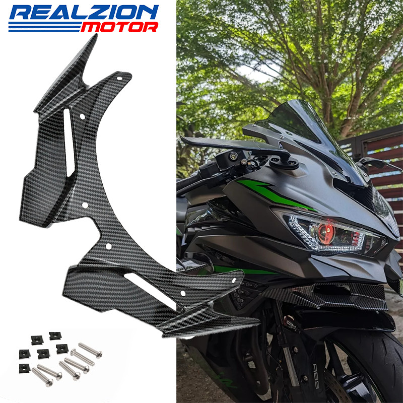 REALZION สําหรับ KAWASAKI ZX25R ZX-25R ZX4R ZX4RR 2020-2023 ด้านหน้า Fairing Winglets Aerodynamic Wing Shell ป้องกัน Guards Kit รถจักรยานยนต์ 1 PC