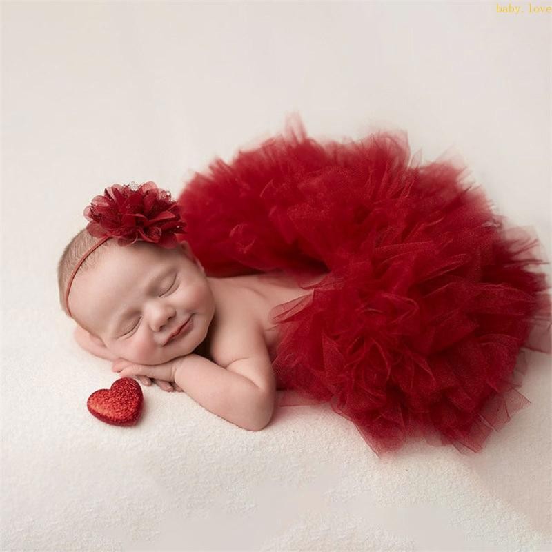 Blove * 2 ชิ้นทารกแรกเกิดการถ่ายภาพ Props ชุดเด็ก Tulle Tutu กระโปรงชุดแถบคาดศีรษะทารกภาพน่ารักดอกไม้ผม Band