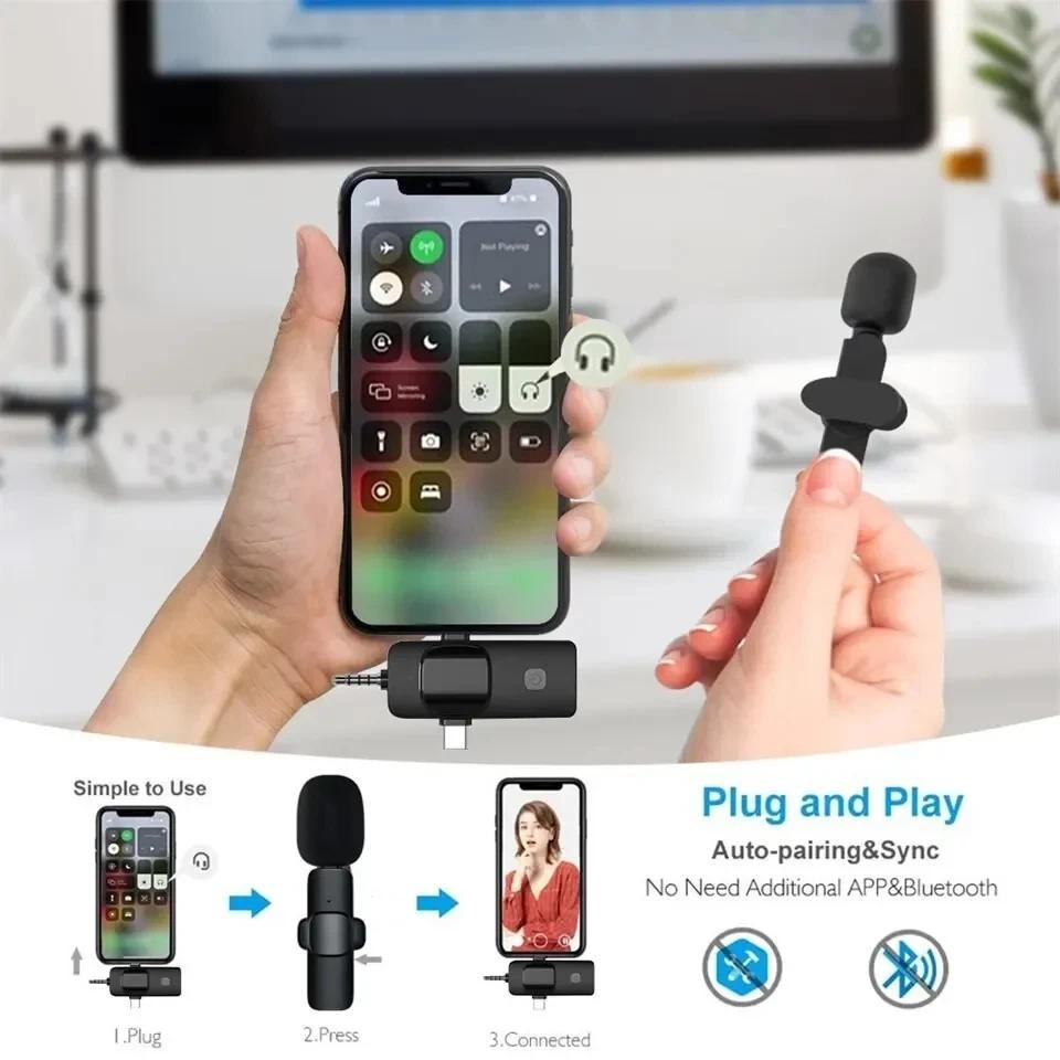 3 In 1 ไมโครโฟนไร้สายแบบหนีบเสื้อสําหรับ iPhone Android 3.5 มม.สําหรับวิทยุการบันทึกสดลดเสียงรบกวน Mini Mic รองรับอย่างกว้างๆ