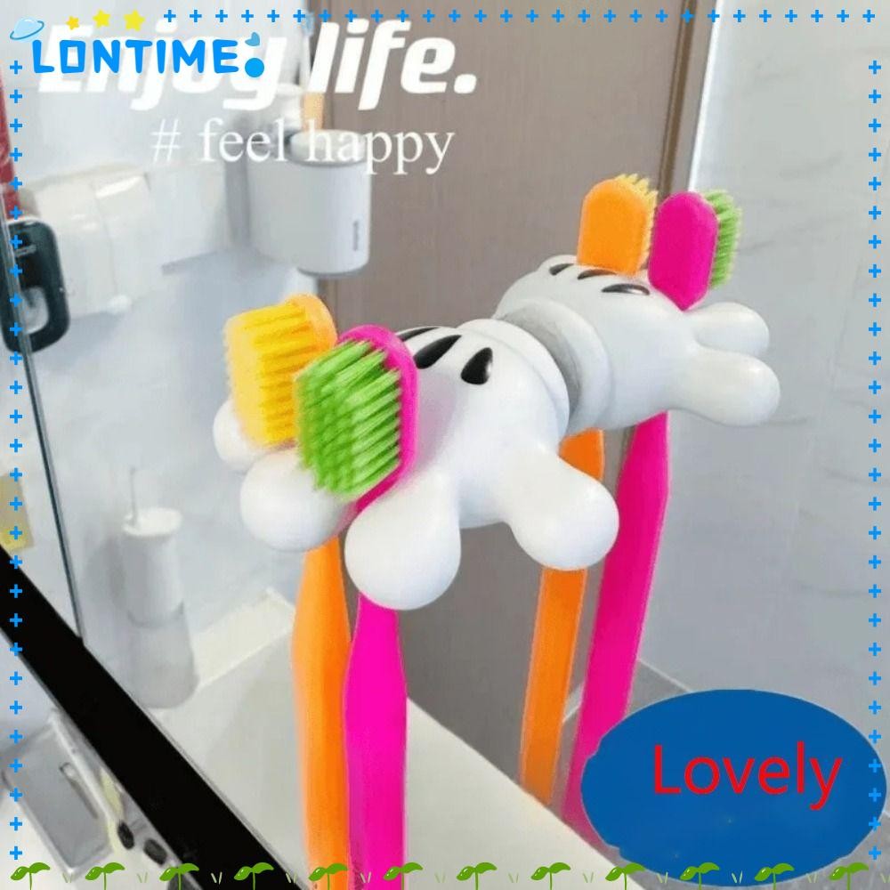 Lontime ชั้นวางแปรงสีฟันในห้องน้ํา,อุปกรณ์ห้องน้ํา ตะขอมัลติฟังก์ชั่การ์ตูนที่วางแปรงสีฟันปาล์ม, ติดผนังแขวนน่ารักมิกกี้เมาส์ชั้นเก็บห้องน้ํา