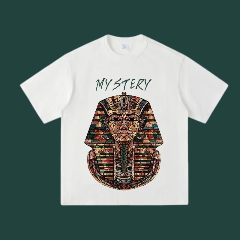 【HOT】T-Shirt แขนสั้นฟาโรห์อียิปต์แฟชั่นเรียบง่ายทุกชนิดของการจับคู่ดูดี unisex oversize#bn