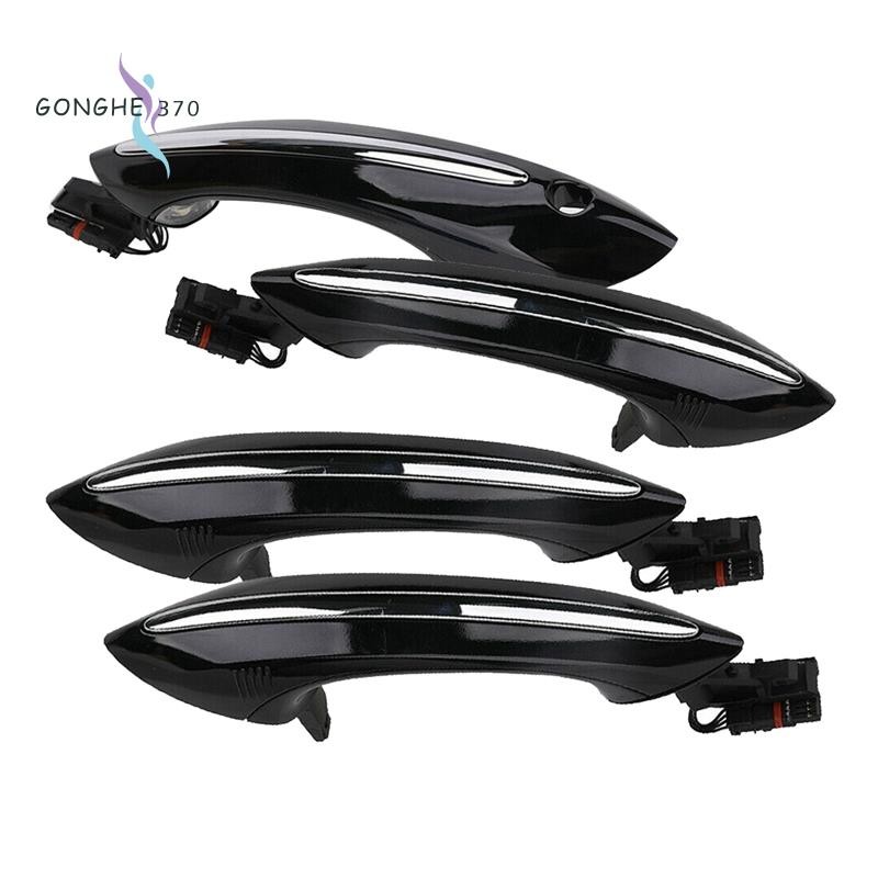 [gonghe370]4PCS รถด้านนอกชุดมือจับประตูด้านนอกพร้อมไฟสําหรับ -BMW 5 6 7 Series 530 640 740 F07 F10 F