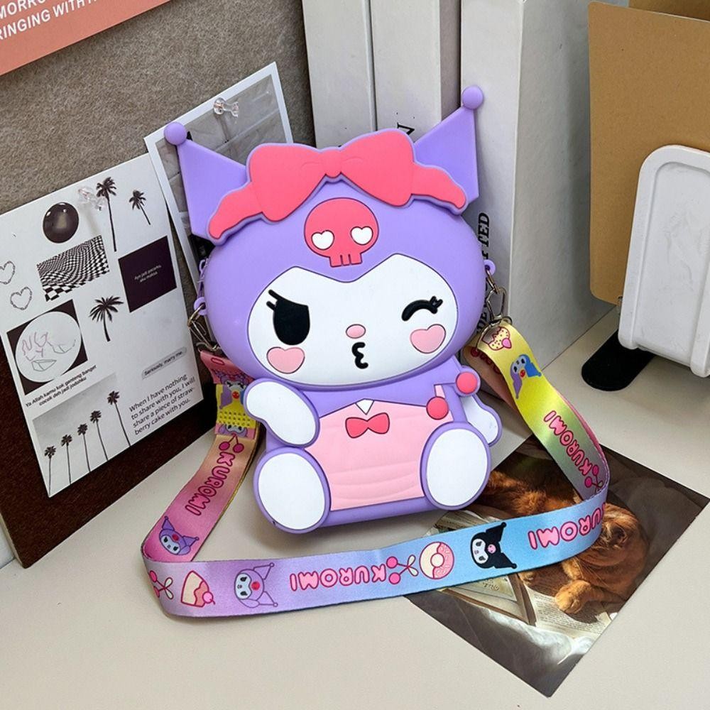 Flashsky Kuromi Silicon Bag,มัลติฟังก์ชั่นY2Kการ์ตูนกระเป๋าใส่เหรียญ,น่ารักซิปกระเป๋าสตางค์ผู้ถือบัตรKuromi Crossbody Bagสุภาพสตรี