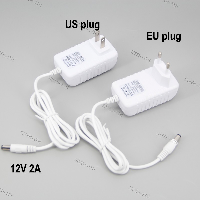 สีขาว LED Driver AC 100V 240V ถึง DC 12V 2A Power Supply อะแดปเตอร์ Transformers Switching Charger สําหรับ LED Strip EU US ปลั๊ก @ F3TH