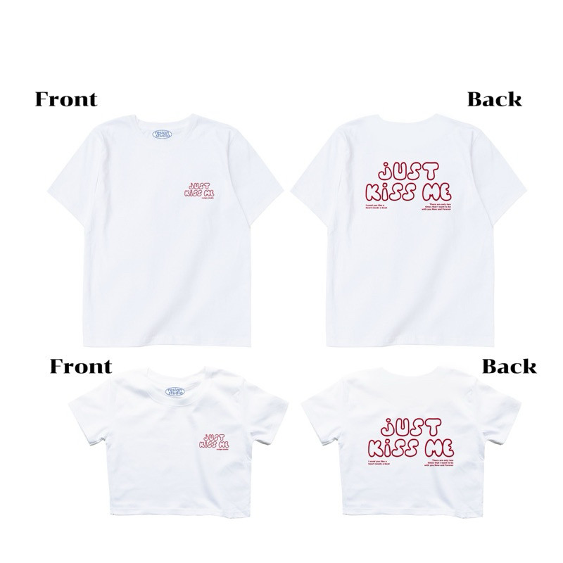 reaign studio เสื้อ crop oversize ลาย just kiss me