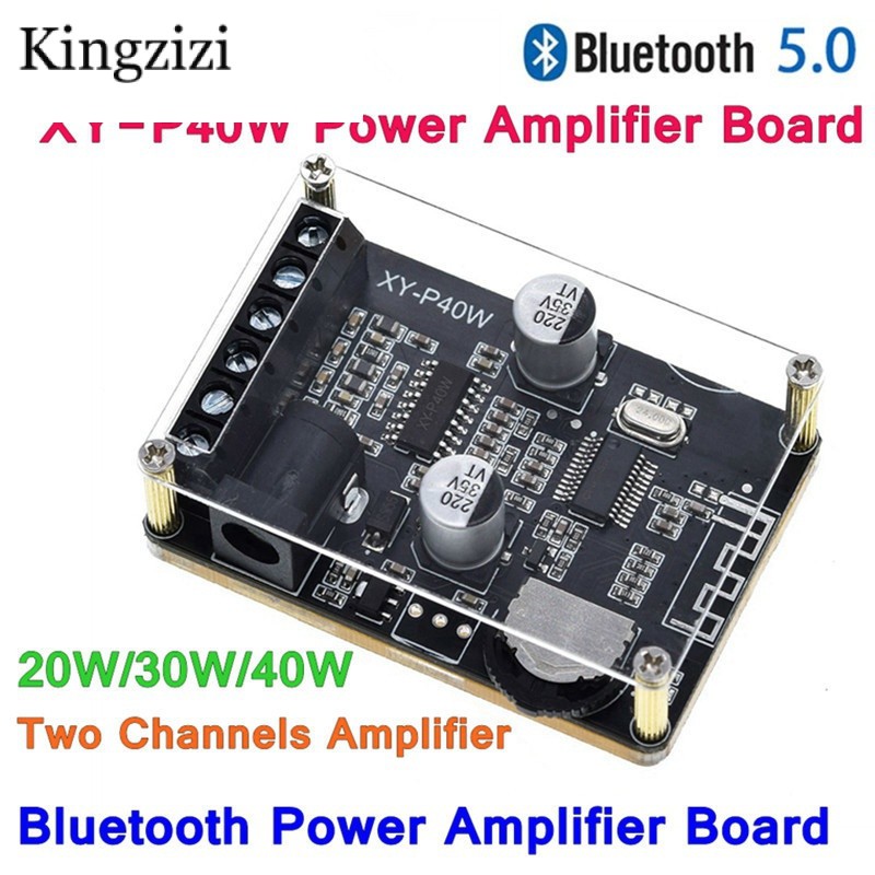 บลูทูธ 5.0 สเตอริโอเครื่องขยายเสียง 40Wx2 ตัวรับสัญญาณบลูทูธ DC 12/24V XY-P40W