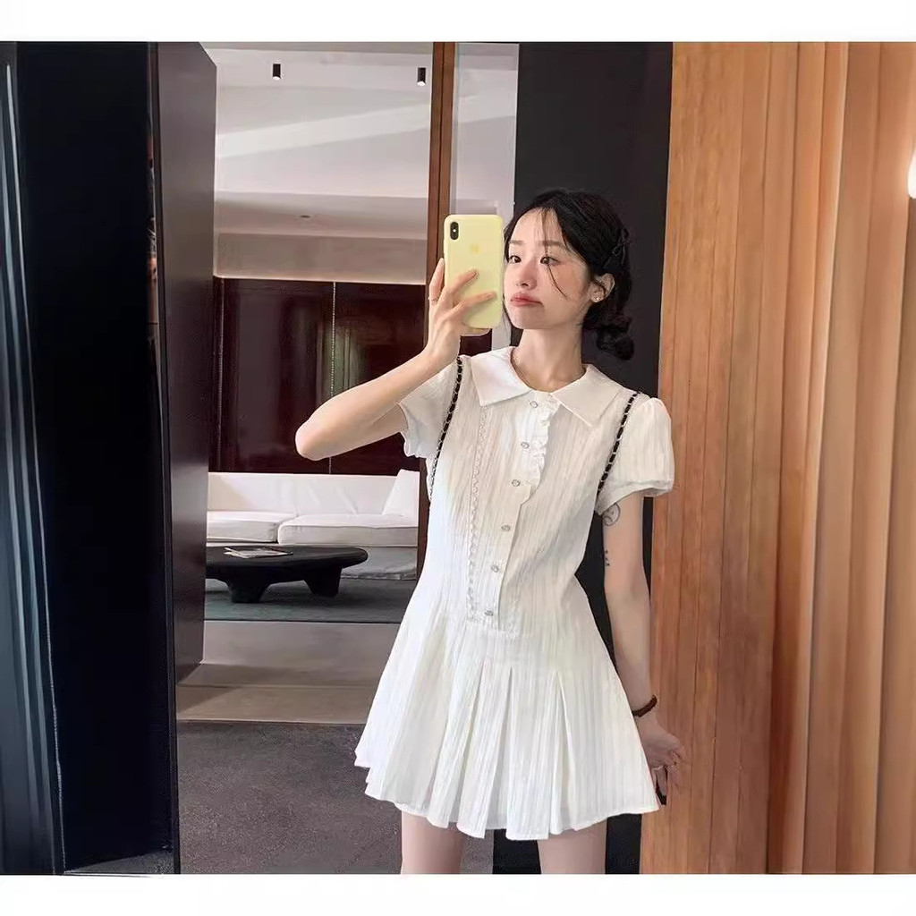 สแควร์คอลูกไม้เอว cinching เซ็กซี่เผ็ดสาวกระโปรงแขนสั้น