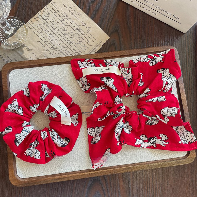 [Magpie] Dalmatian ลําไส้ใหญ่ผมแหวน retro red dog ins วรรณกรรมเชือกผมน่ารักเครื่องประดับผมสําหรับผู้หญิง