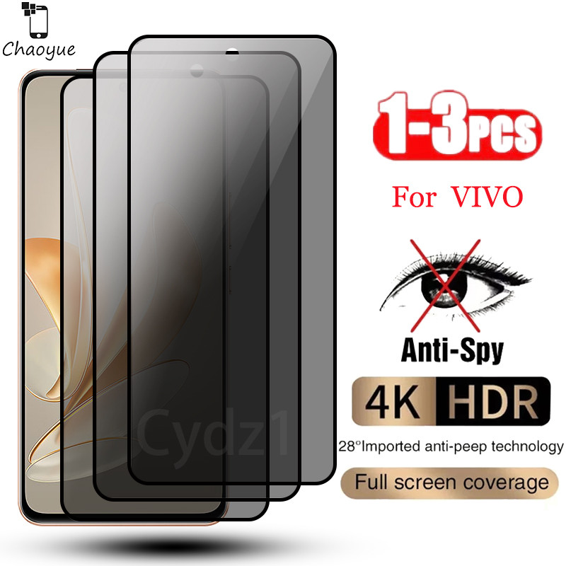 3Pcs ฟิล์มกระจก เต็มจอ สำหรับ กันมองกันเสือก 9H รุ่น VIVO V29E V27E V25 V25E V23 V23E V21 V21E V20 SE V19 Neo V17 Pro 4G 5G 2024