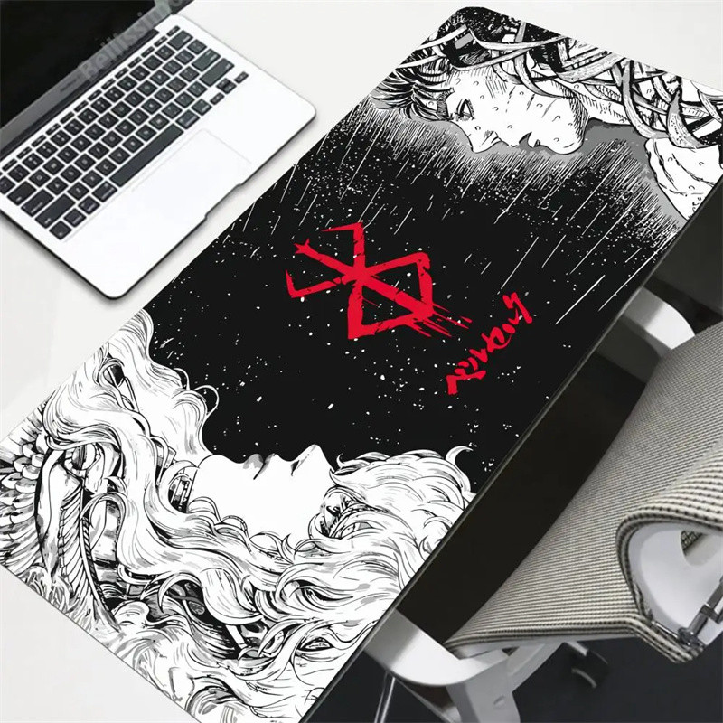 แผ่นรองเมาส์ Berserk Guts Gamer Gaming Mouse Pad Guts ดาบ Berserk อุปกรณ์เสริมคอมพิวเตอร์คีย์บอร์ดขนาดใหญ่แล็ปท็อป Padmouse ความเร็วโต๊ะ