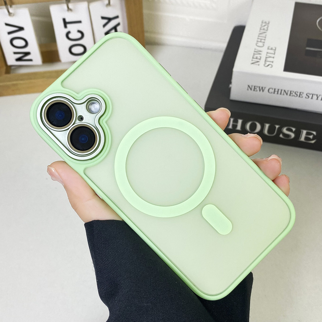 Luxury Nano เลนส์ Skin-feel Matte เคสโทรศัพท์สําหรับ Iphone 16 Pro Max 11 12 13 14 15 Pro Max Plus ไร้สายชาร์จแม่เหล็กกรณี Anti-fall Hard Case