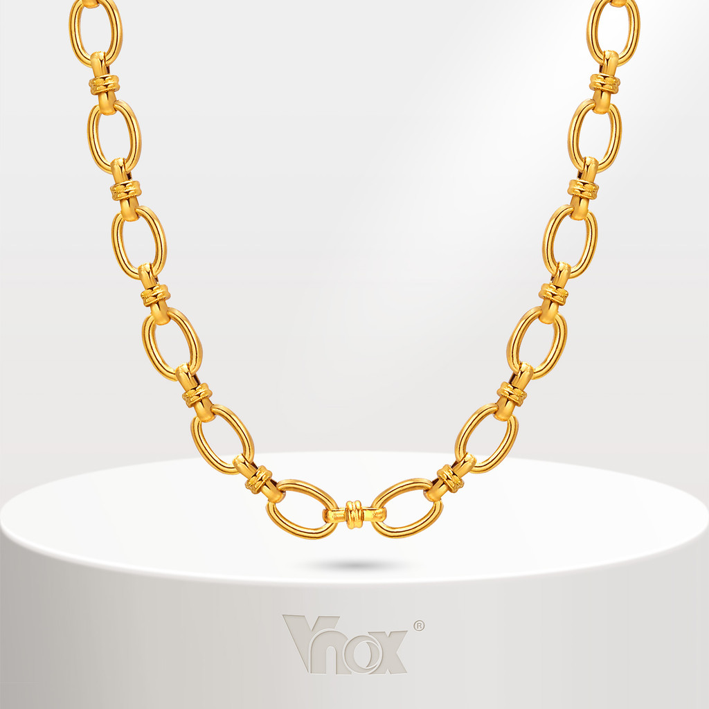 Vnox Chunky Chain Vintage สร้อยคอหนา,18K Gold Handmade Punk แฟชั่นอินเทรนด์เครื่องประดับกันน้ําสําหรับสาวผู้หญิง