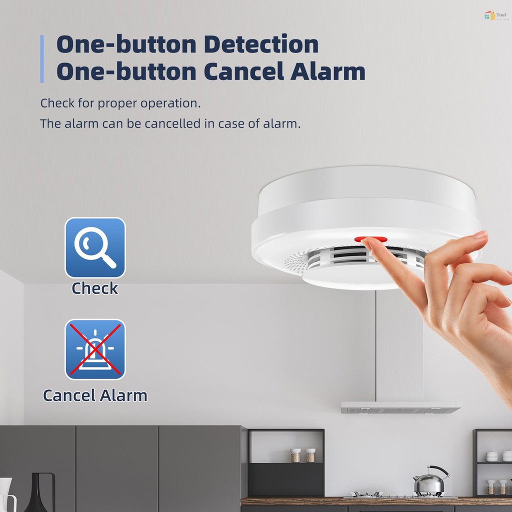 Graffiti Wifi เครื่องตรวจจับควัน Fire Sound Alarm Sensor โทรศัพท์มือถือ APP ระยะไกล Push Alarm พร้อม