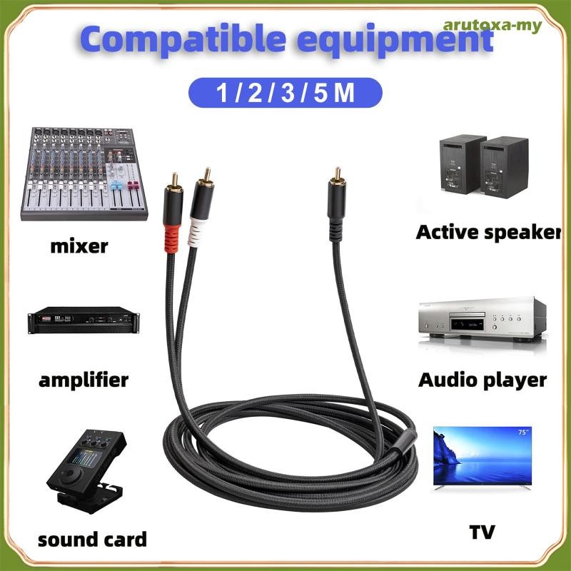 [ArutoxaMY] สายซับวูฟเฟอร์ RCA ถึง 2RCA,1 RCA ชาย 2 สายสัญญาณเสียง RCA อะแดปเตอร์ RCA Y ปลั๊กสเตอริโอโทรศัพท์หูฟังเอาต์พุตไปยังระบบเครื่องเสียงบ้าน