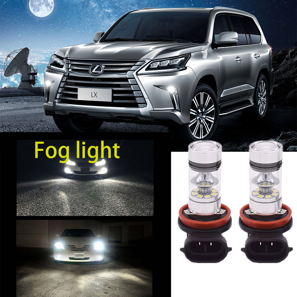 สําหรับ Lexus LX (J2) 2008-2023 (โคมไฟหมอก) -(1 คู่) H11 ด้านหน้า LED LAY หลอดไฟสีขาว 6000K 12V-24V 
