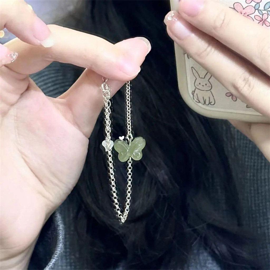 สร้อยข้อมือผีเสื้อหยกโลหะผสมแฟชั่นสําหรับผู้หญิง