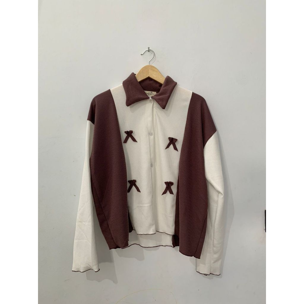 WILLSHA - ZRX WOMENS RIBBON CARDIGAN WINA / YUAN CARDON COMBI / ชุดลําลองผู้หญิงอินเทรนด์เสื้อผู้หญิ