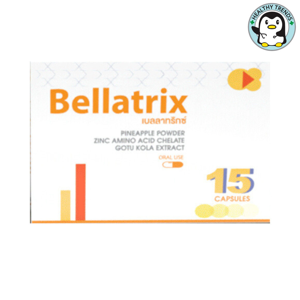 Bellatrix เบลลาทริกซ์ สารสกัดสัปปะรด ใบบัวบก ซิงค์ อะมิโน เอซิด 1 แผง 15 แคปซูล [HT]