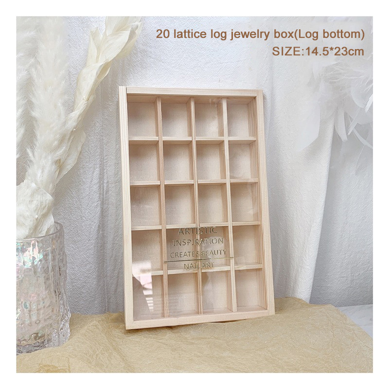 เล็บกล่องเก็บเครื่องประดับเล็บเครื่องมือไม้เนื้อแข็งวัสดุกันฝุ่น พลอยเทียม กล่อง20ช่อง14.5*23ซม - รูปที่ 4