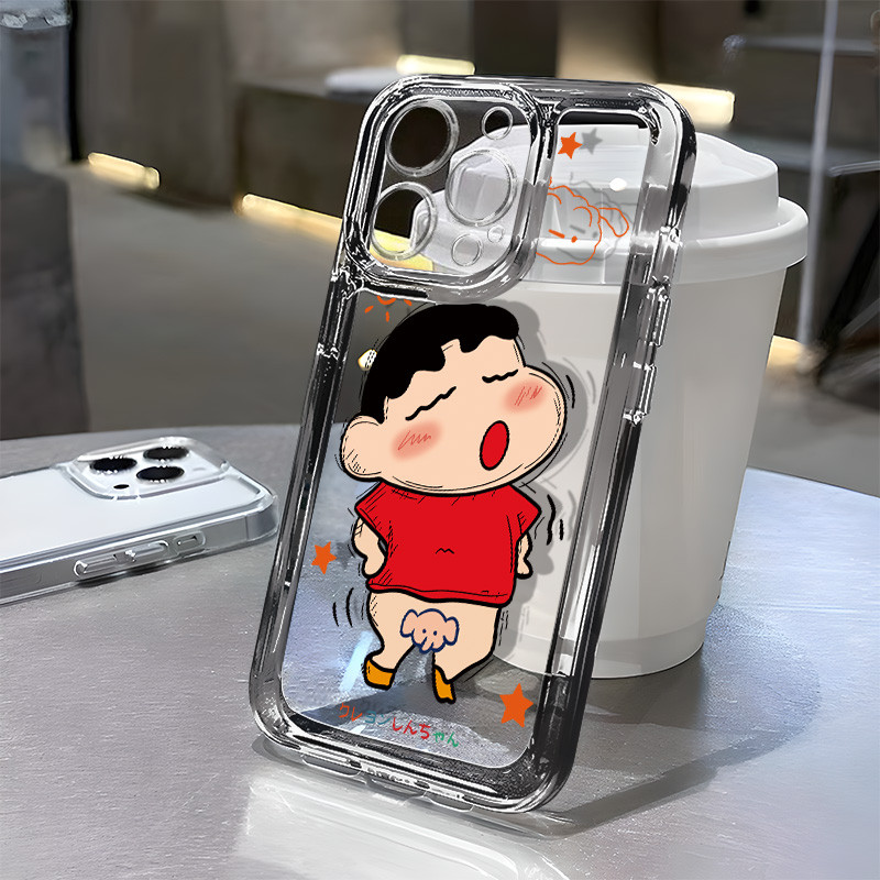 Crayon Shin-chan ถุงลมนิรภัยสําหรับvivo Y21 Y20 Y17 Y15A Y16 Y1s Vivo Y22 Y51 2020 95 Y19 Y50 V23e Y02 V25 Y35 V20 V25 Pro TPUนุ่มโปร่งใสฝาครอบโทรศัพท์ปลอก