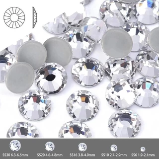 1440 ชิ้นคริสตัลใส Hotfix Rhinestone Flatback เหล็กบน Glitter Strass หิน Rhinestones