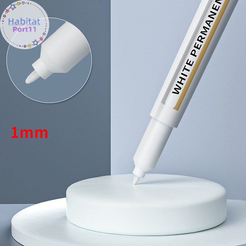 Habitatport ปากกามาร์กเกอร์สีขาว 1.0 มม.มันกันน้ําปากกาเจลสีขาว DIY Graffiti Sketching Markers เครื่องเขียน Wrg อุปกรณ์การเรียน th