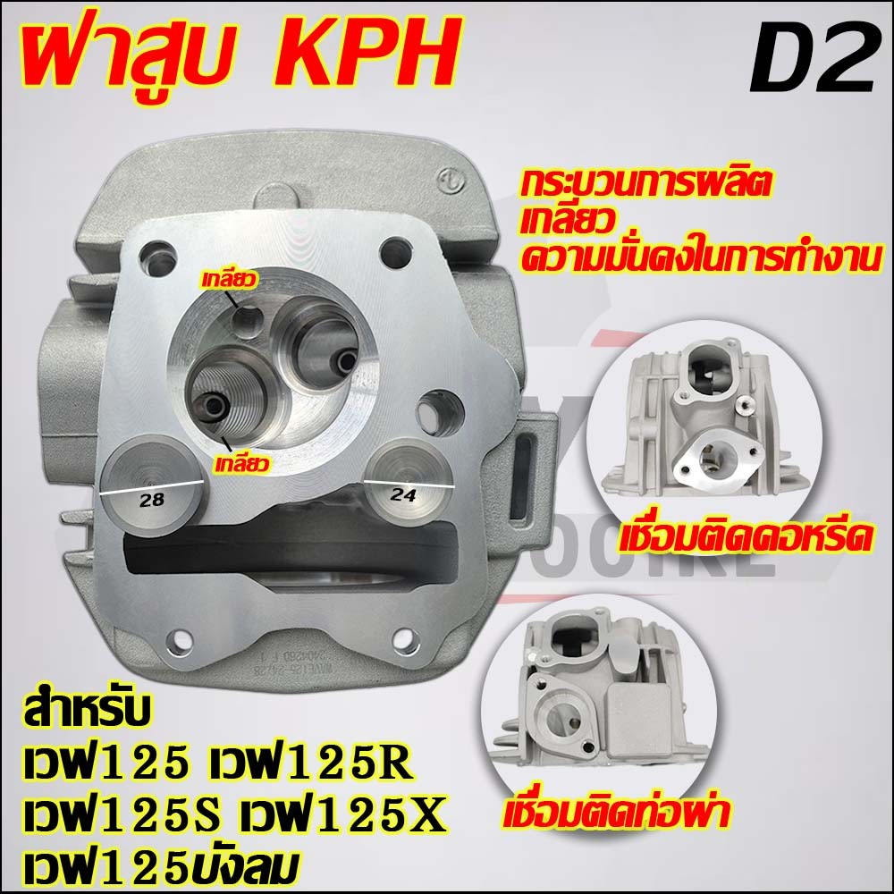 ฝาสูบเวฟ125 เกลียว วาล์ว 24/28 รุ่น เวฟ125R/S/X,ไฟเลี้ยวบังลม