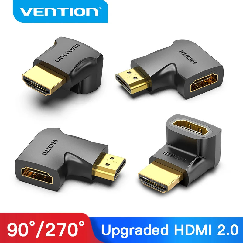 Vention อะแดปเตอร์ HDMI 90 270 องศามุมขวาตัวแปลงชายหญิง 4K HD Connector สําหรับ HDTV PS4 Lptop กล่องทีวี HDMI Extender