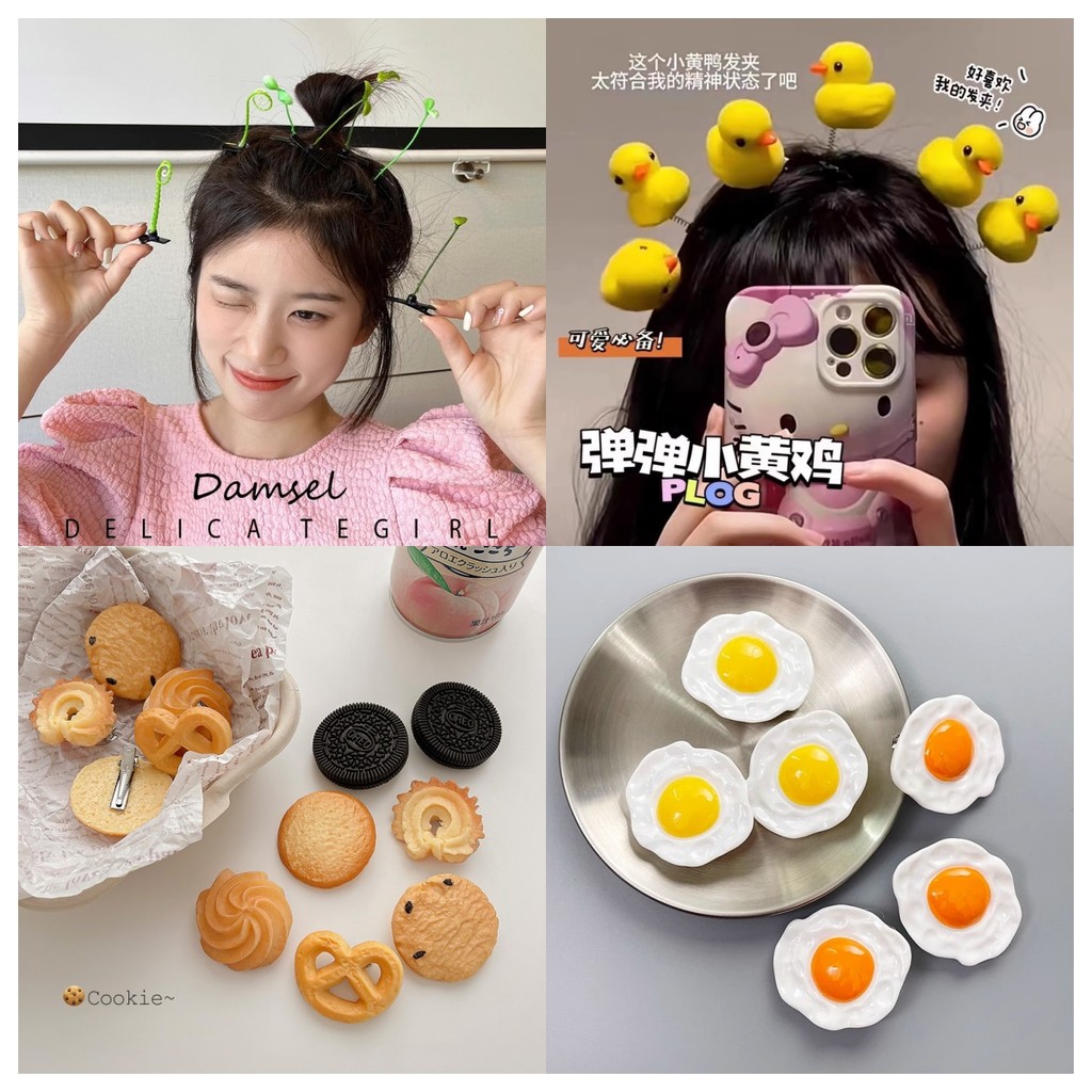 สนุกจําลองอาหารสร้างสรรค์น่ารักตลกเล่นตลกกิ๊บติดผมปากเป็ดคลิปคาดศีรษะ