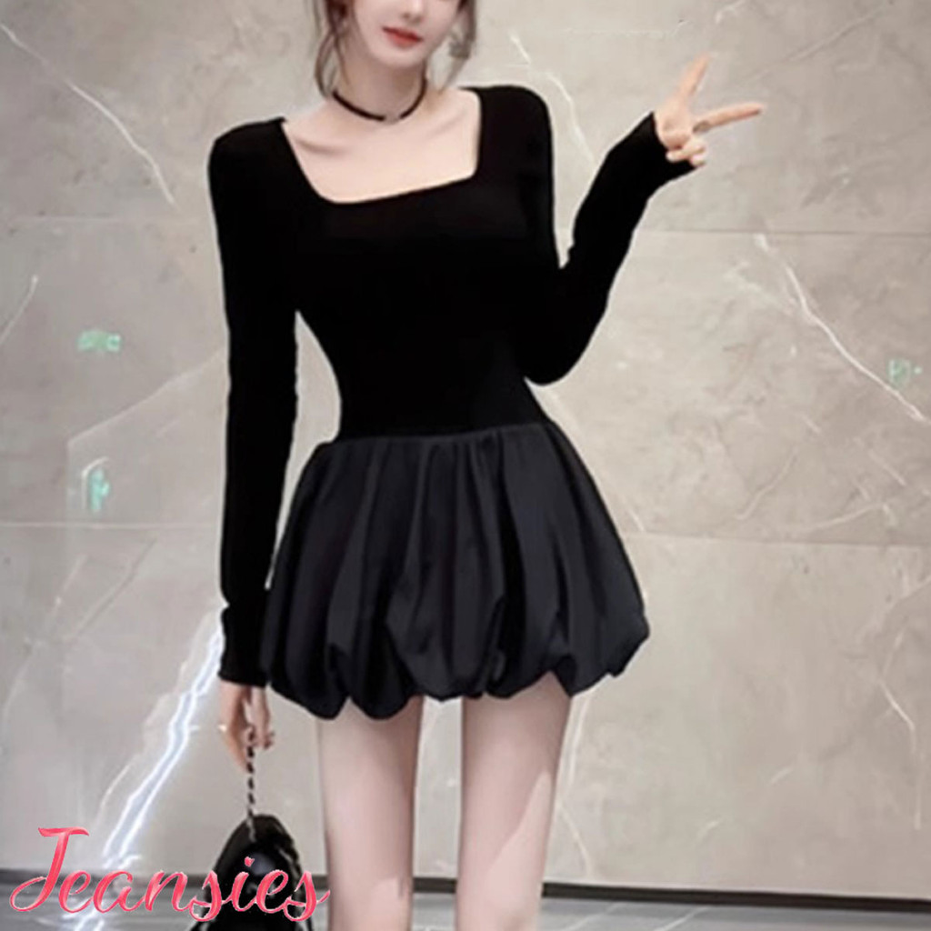 ชุดเดรสแฟชั่น สไตล์ฝรั่งเศส แบบคอเหลี่ยม สำหรับสาวๆ