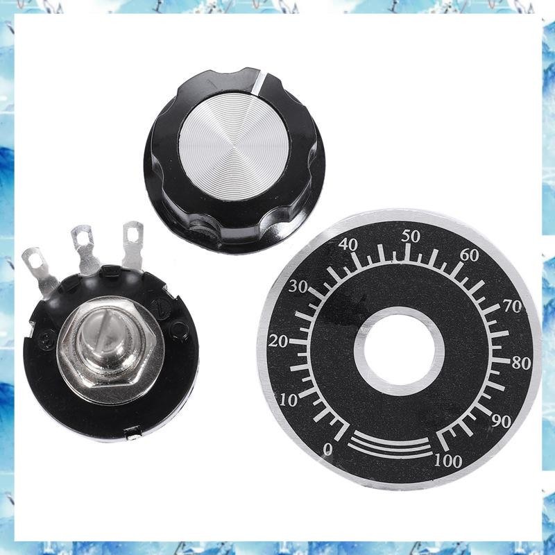 [ ] Rotary Taper Carbon Potentiometer พร้อมเส้นผ่านศูนย์กลางพร้อมลูกบิด, RV24YN 20S B502 5K Ohm