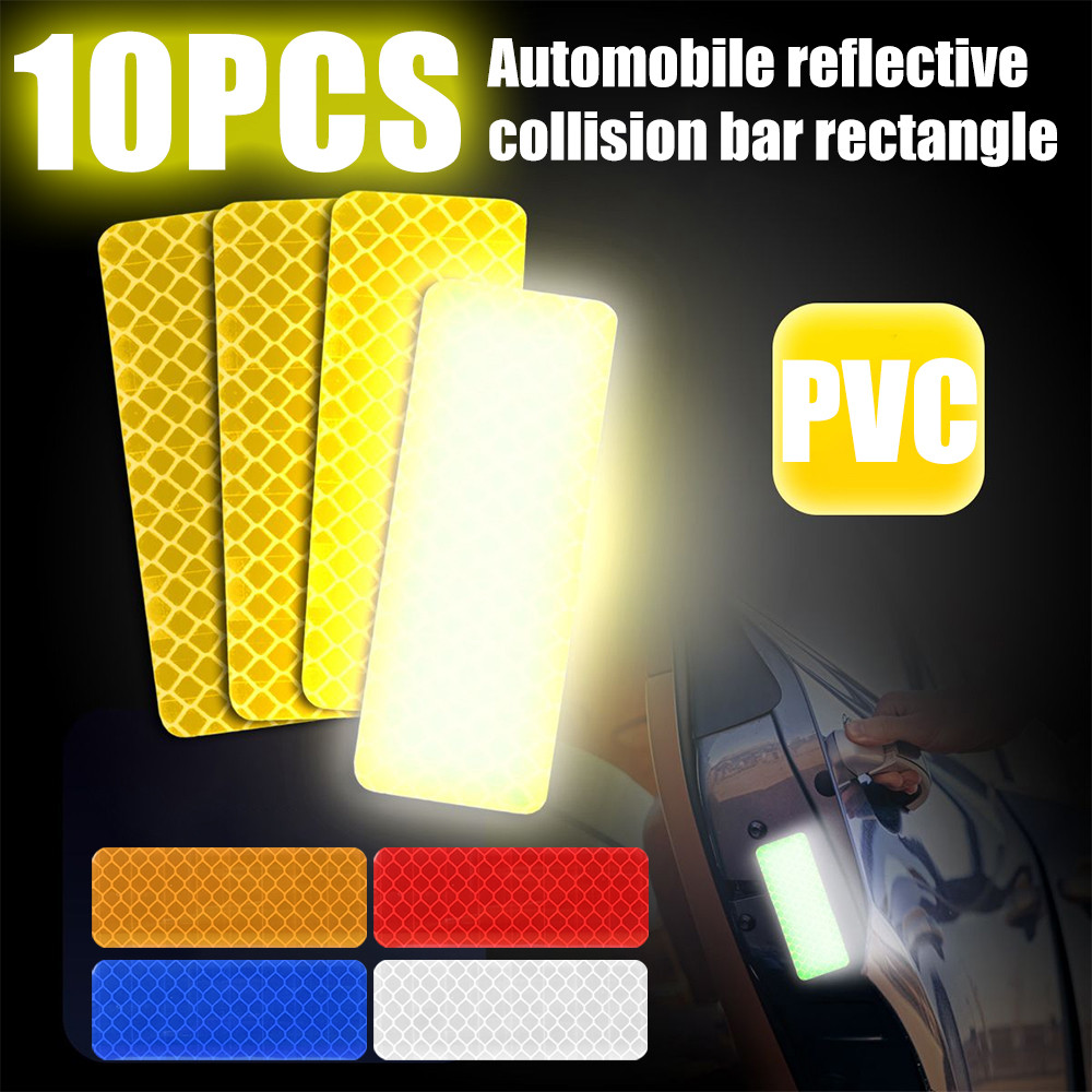 สติกเกอร์สะท้อนแสงรถยนต์10ชิ้น-เทปเตือนความปลอดภัย-ป้ายป้องกันการชนกันของกลางคืน-สติกเกอร์ท้ายรถกันชน-สติกเกอร์หมวกกันน็อคมอเตอร์ไซค์-อุปกรณ์จัดแต่ง
