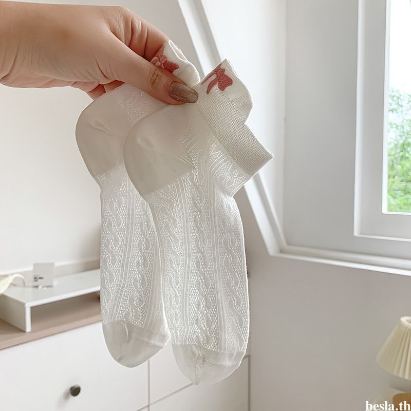 🔥🔥🔥ถุงเท้าโบว์ผู้หญิงรุ่นสั้นแบบบางInsสไตล์ญี่ปุ่นแฟชั่นสไตล์เกาหลีน่ารักๆสําหรับผู้หญิงกันน้ำกันเหงื่อข้อสูงผ้ายืดbesla.th - รูปที่ 7