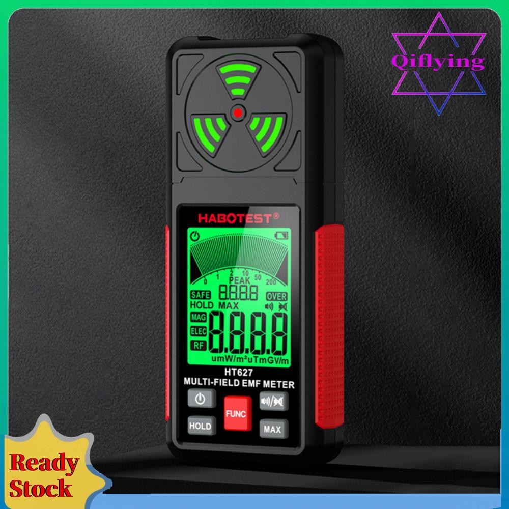 Ht627 3 in 1 EMF เครื่องตรวจจับสนามแม่เหล็ก Buzzer Alarm EMF Reader เครื่องทดสอบปิดอัตโนมัติ