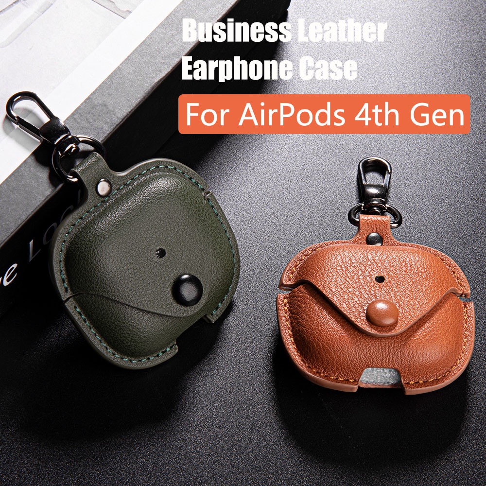สําหรับ AirPods 4 ใหม่ธุรกิจหนังหูฟังสําหรับ Apple AirPods 4th Generation 2024 Pro 2 3 ฝาครอบชุดหูฟังกระเป๋าพร้อมตะขอ