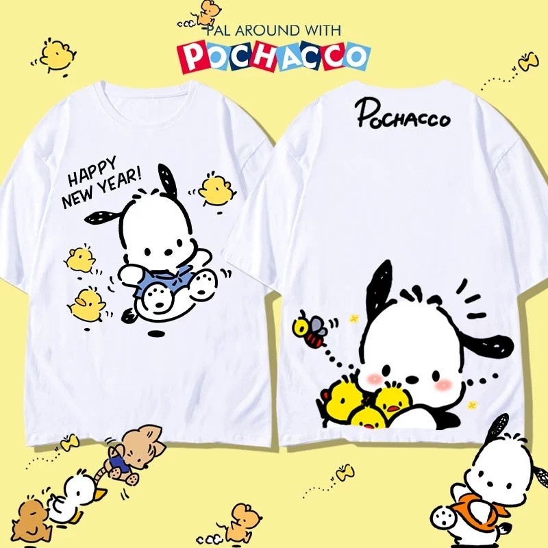 Unisex 2024 Pochacco เสื้อยืดฤดูร้อน สะดวกสบายและระบายอากาศ