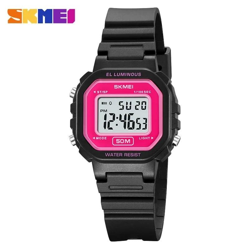 Skmei 2326 นาฬิกาสปอร์ต Freshness Womens Chrono Casual 5Bar นาฬิกาข้อมือดิจิตอลกันน้ํานับถอยหลังหญิงนาฬิกาปลุกอัตโนมัติวันที่