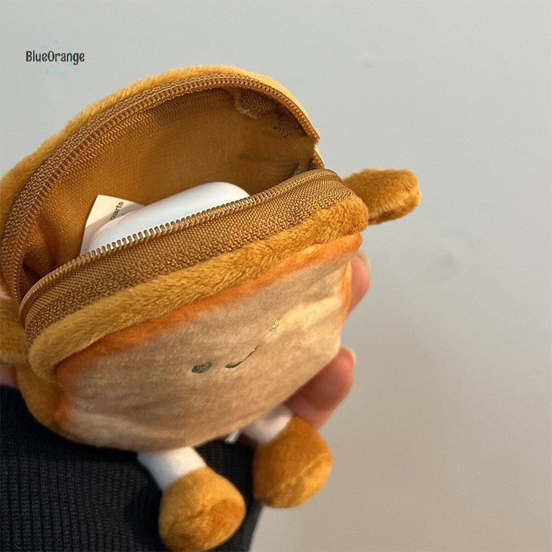 ใหม่ ใหม่ Creative Toast ขนมปัง Plush กระเป๋าเงินเหรียญแฟชั่น Kawaii Mini Key Card หูฟังเก็บกระเป๋าสตางค์การ์ตูนกระเป๋าจี้ hot