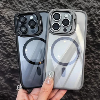 Monee เคสไอโฟน เคสใส สำหรับ เคสกันกระแทก เคสซิลิโคน เคสโทรศัพท์มือถือ แบบใส ป้องกันเลนส์กล้อง วงกลม แม่เหล็ก สําหรับ iPhone 11 12 13 14 15 16 17 Pro Max Plus เคสไอโฟน