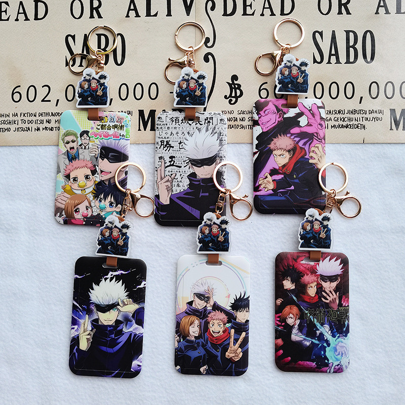 Jujutsu Kaisen Card Case Card Holder พลาสติกฝาครอบเลื่อนนักเรียนการ์ดรถบัสการ์ดหน้าอกการ์ตูนทํางาน ID Card Cover Ins จี้ Gojo SatoruGato Suguru Inumaki Toge
