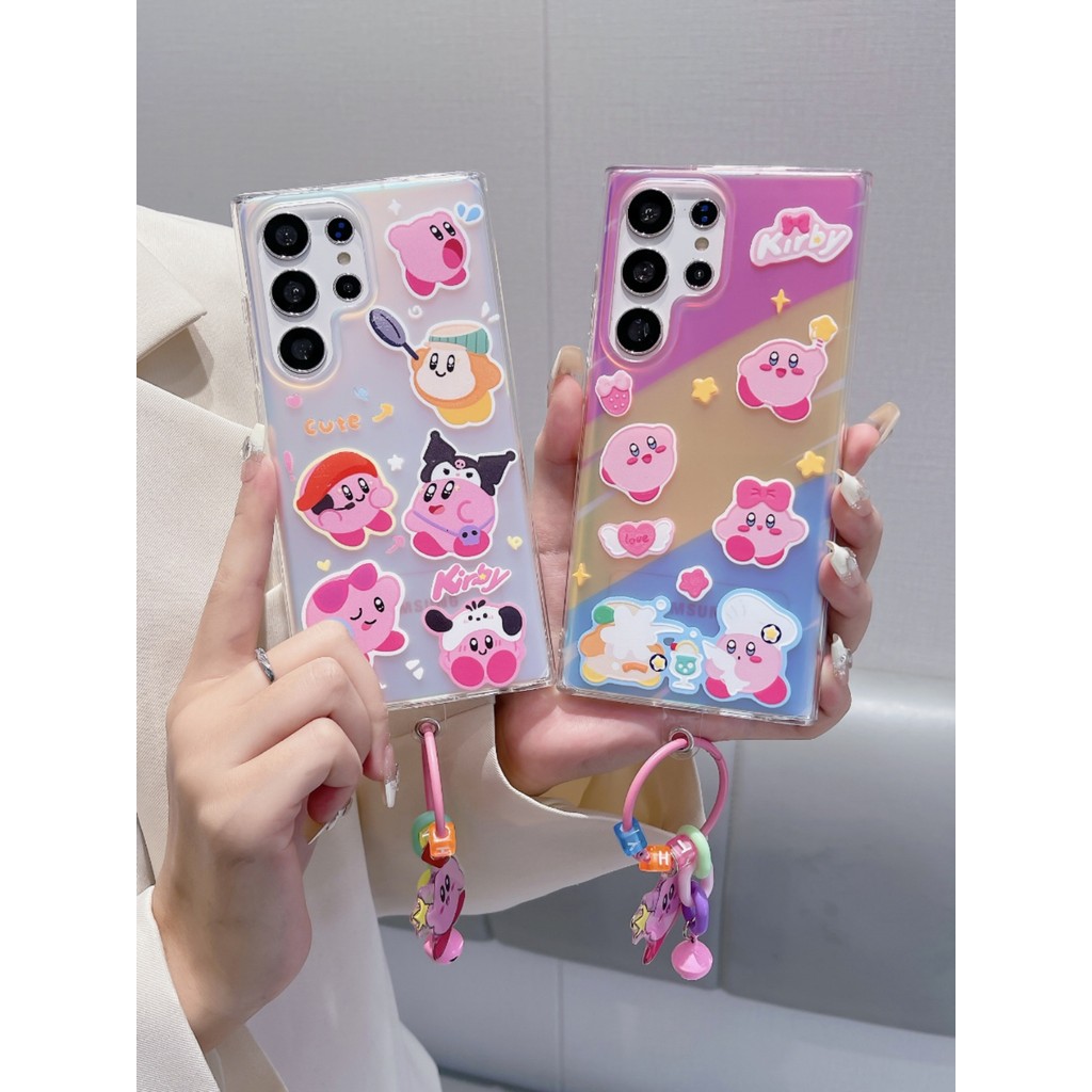 น่ารักการ์ตูน Star Kirby เหมาะสําหรับ Samsung GalaxyS24 เคสโทรศัพท์ S23 +/ S22Ultra สาวหัวใจ A55 เลเซอร์รวมทุกอย่าง A34/A23A กันกระแทก 14/A50S Shock-proof เคสป้องกัน